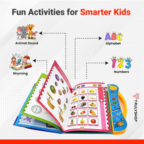 Kids Intelligence E-Book, English Letters & Words Learning, Activities with Numbers, Shapes Learning Book for kids